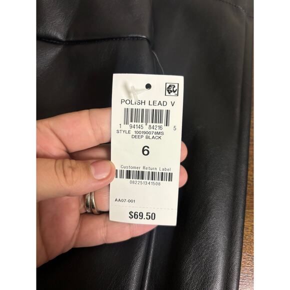 INC Black Faux Leather Pants Size 6 NWT | High Waisted Vegan Leather Trousers - Picture 6 of 9